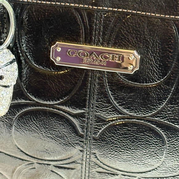 Coach Black Shoulder Bag with Embossed Pattern - Picture 3 of 15